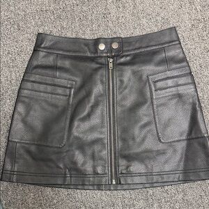 Free People Black Leather Skirt